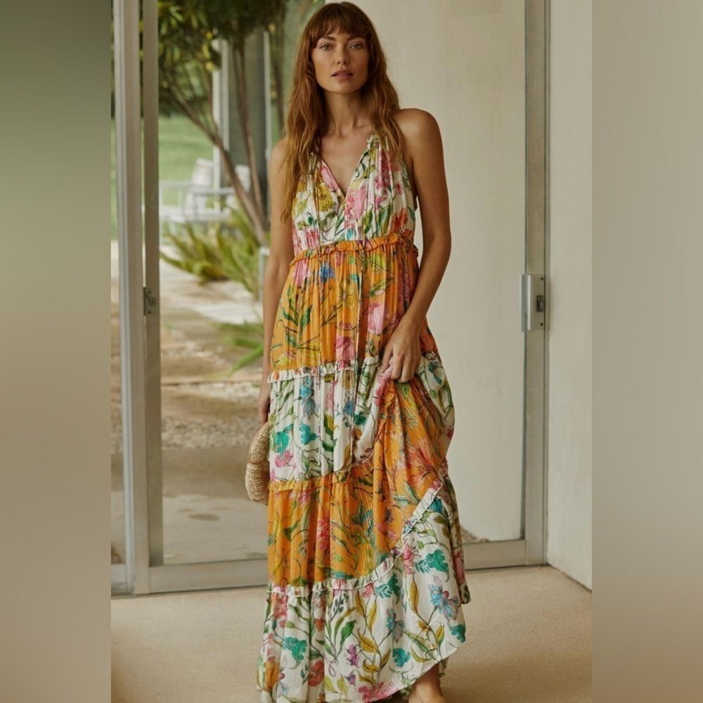 PQ Ruffle Tiered Maxi Dress from Anthropologie Size M/L